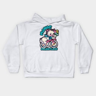 Mannic Relentless Kitten on a Bike Kids Hoodie